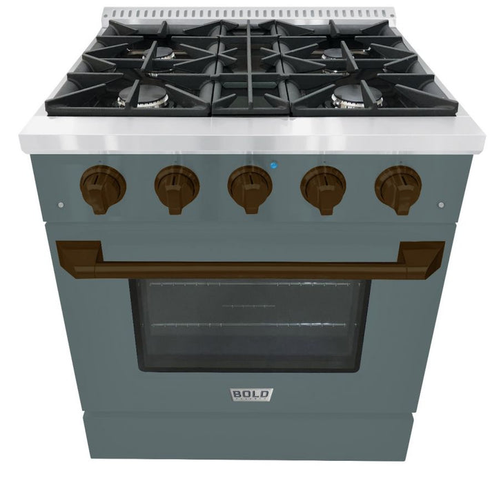 HALLMAN Bold Series 30" Gas Freestanding Range with Bronze Trim - HBRG30BZ