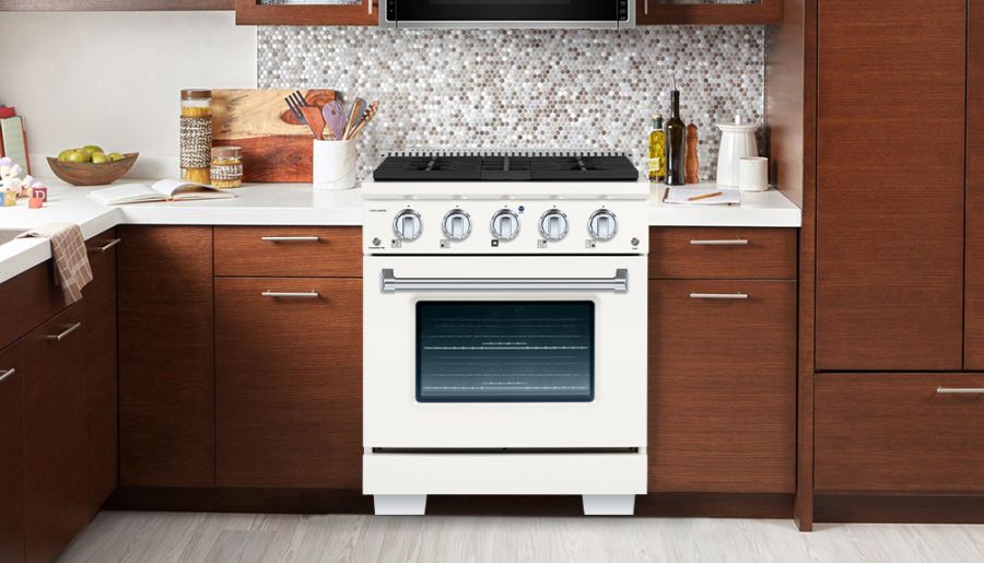 HALLMAN Bold Series 30" Gas Freestanding Range with Chrome Trim - HBRG30CM