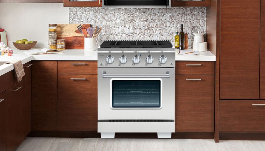 HALLMAN Bold Series 30" Gas Freestanding Range with Chrome Trim - HBRG30CM