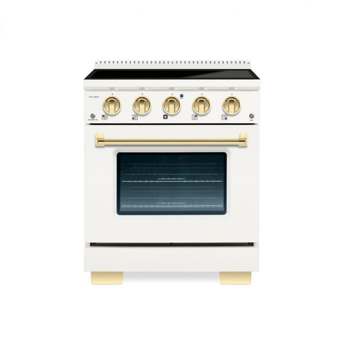 HALLMAN Bold Series 30-inch Induction Range with Brass Trim - HBIR30BS