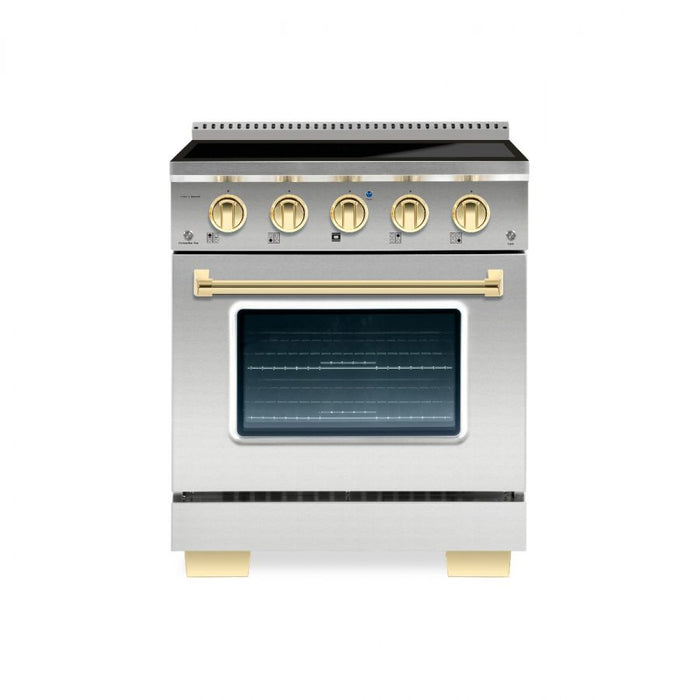 HALLMAN Bold Series 30-inch Induction Range with Brass Trim - HBIR30BS