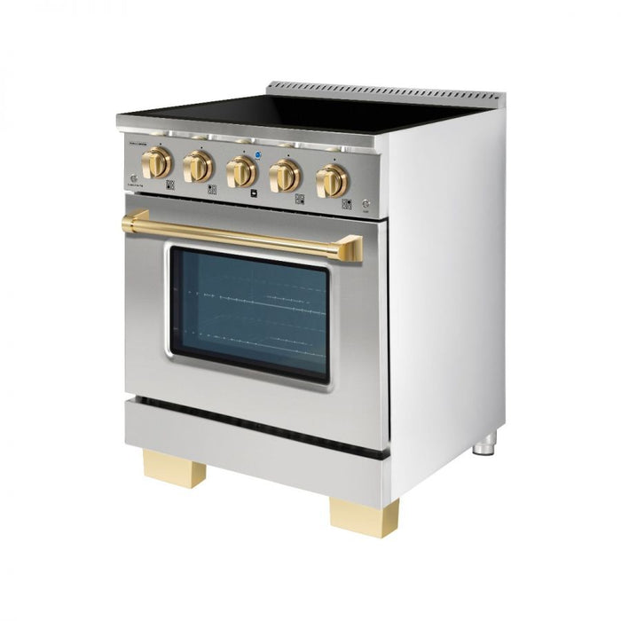 HALLMAN Bold Series 30-inch Induction Range with Brass Trim - HBIR30BS