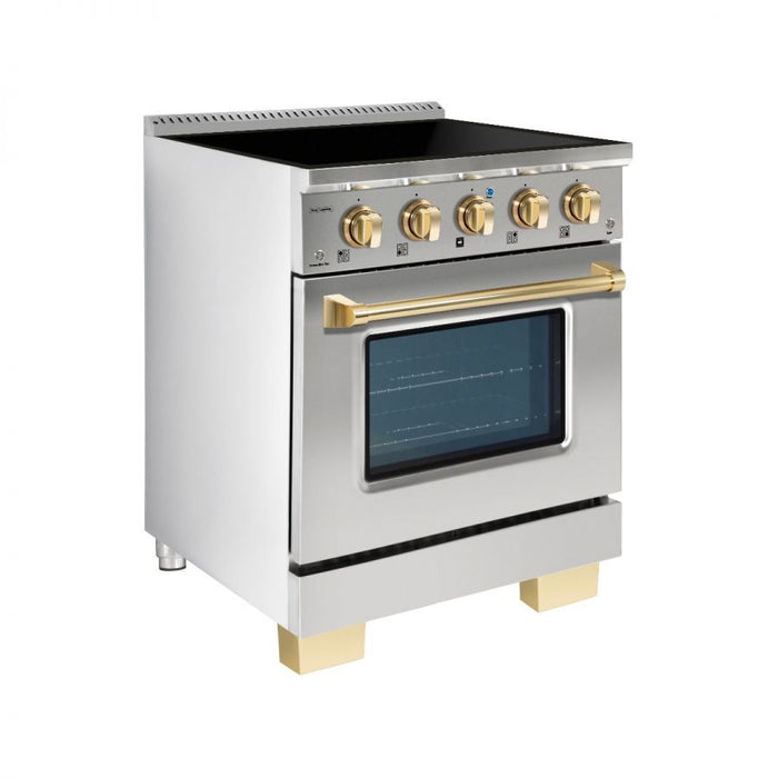 HALLMAN Bold Series 30-inch Induction Range with Brass Trim - HBIR30BS