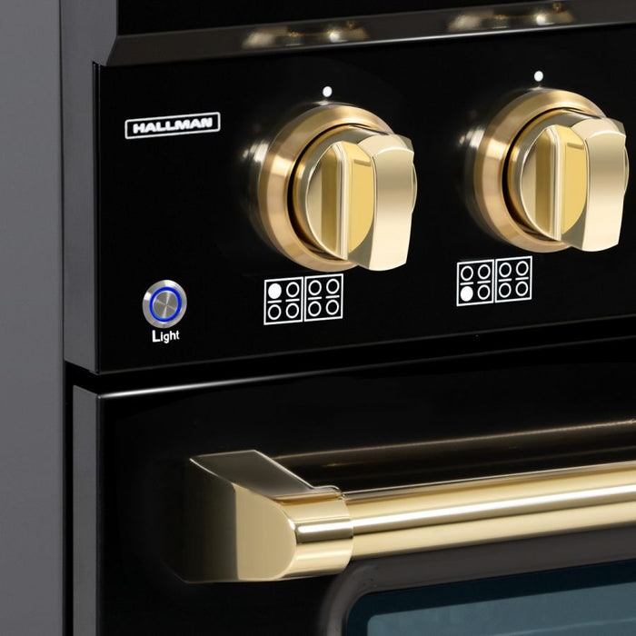 HALLMAN Bold Series 36" Dual Fuel Freestanding Range with Brass Trim - HBRDF36BS