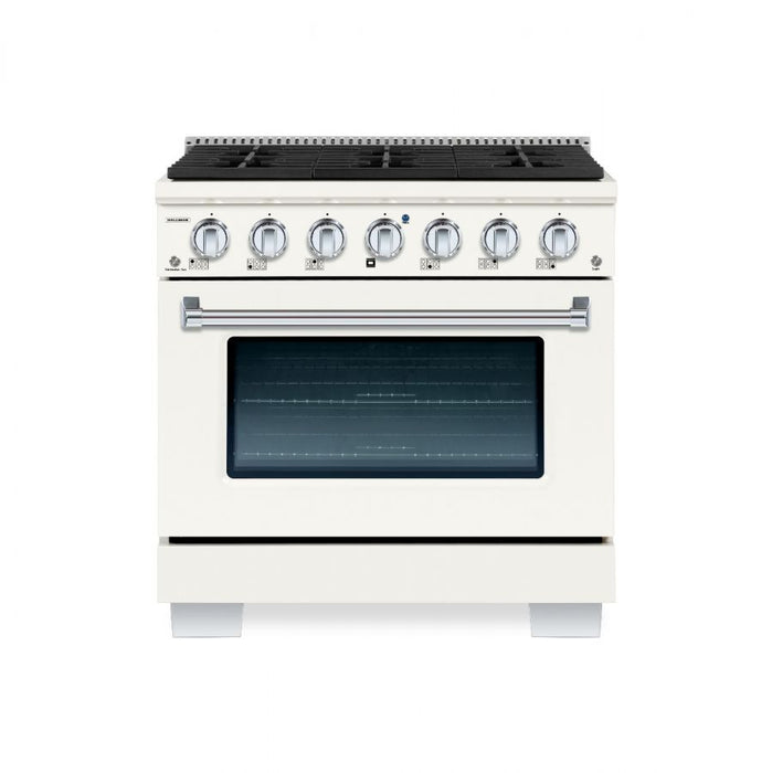 HALLMAN Bold Series 36" Dual Fuel Freestanding Range with Chrome Trim - HBRDF36CM