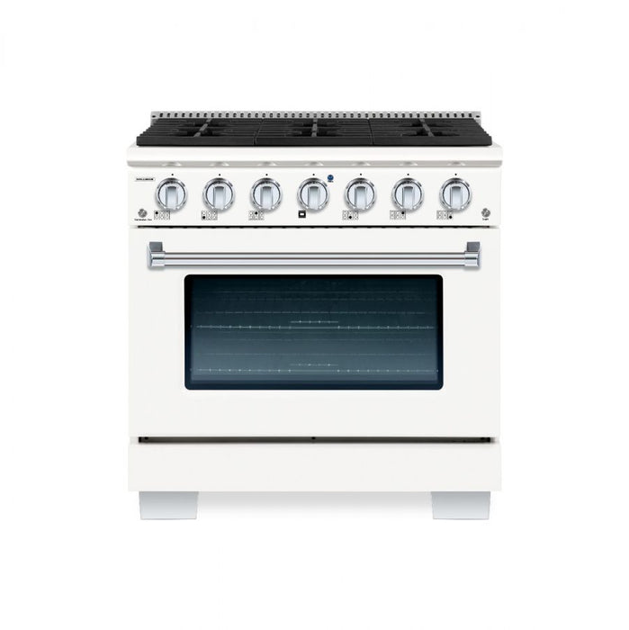 HALLMAN Bold Series 36" Dual Fuel Freestanding Range with Chrome Trim - HBRDF36CM