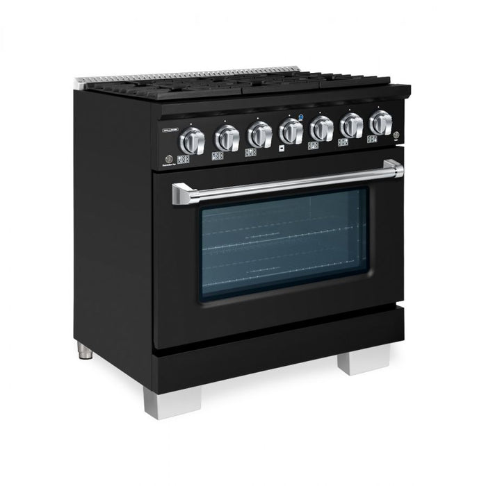 HALLMAN Bold Series 36" Dual Fuel Freestanding Range with Chrome Trim - HBRDF36CM