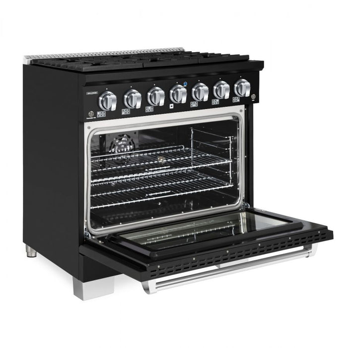 HALLMAN Bold Series 36" Dual Fuel Freestanding Range with Chrome Trim - HBRDF36CM