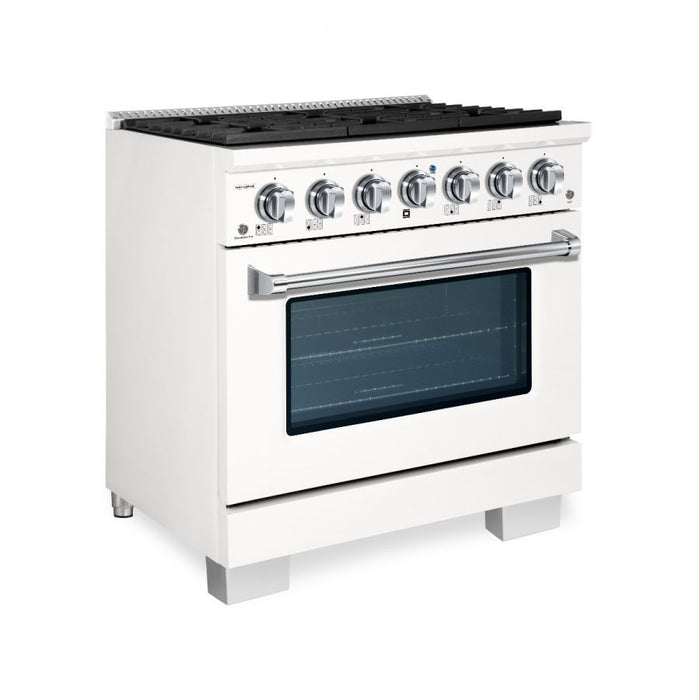 HALLMAN Bold Series 36" Dual Fuel Freestanding Range with Chrome Trim - HBRDF36CM