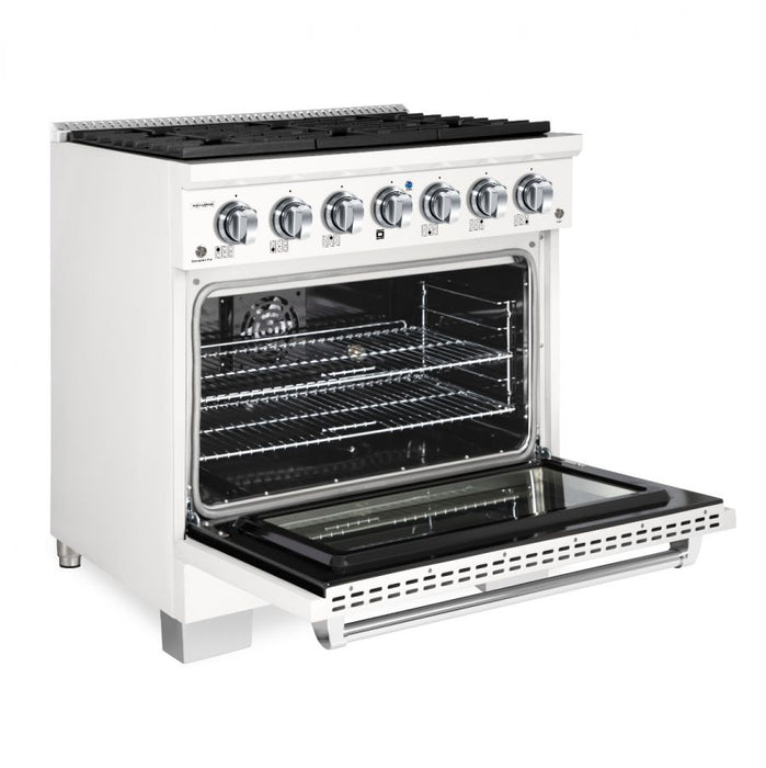 HALLMAN Bold Series 36" Dual Fuel Freestanding Range with Chrome Trim - HBRDF36CM