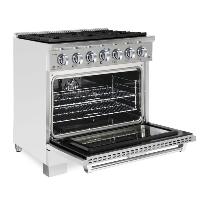 HALLMAN Bold Series 36" Dual Fuel Freestanding Range with Chrome Trim - HBRDF36CM