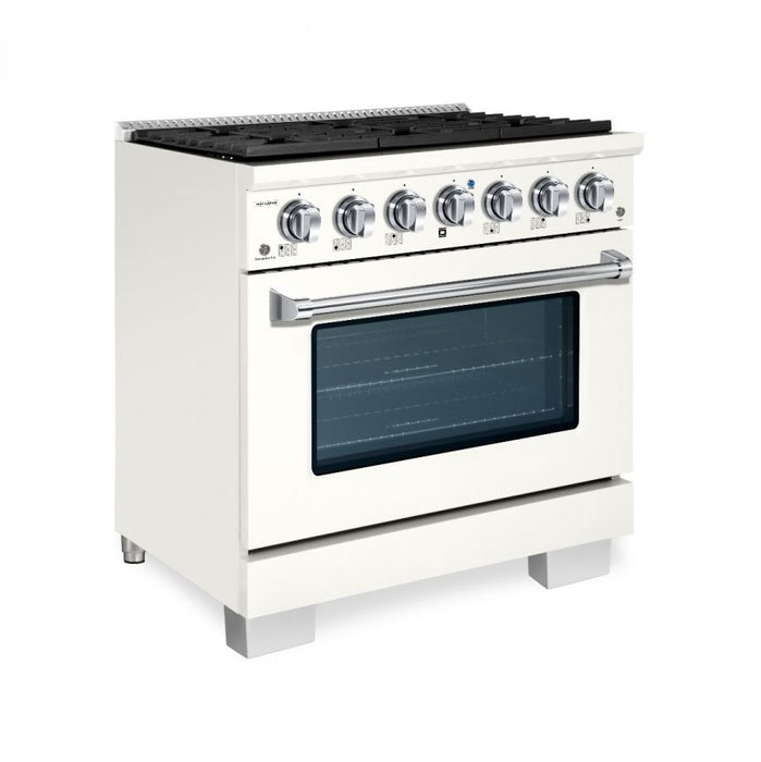 HALLMAN Bold Series 36" Dual Fuel Freestanding Range with Chrome Trim - HBRDF36CM