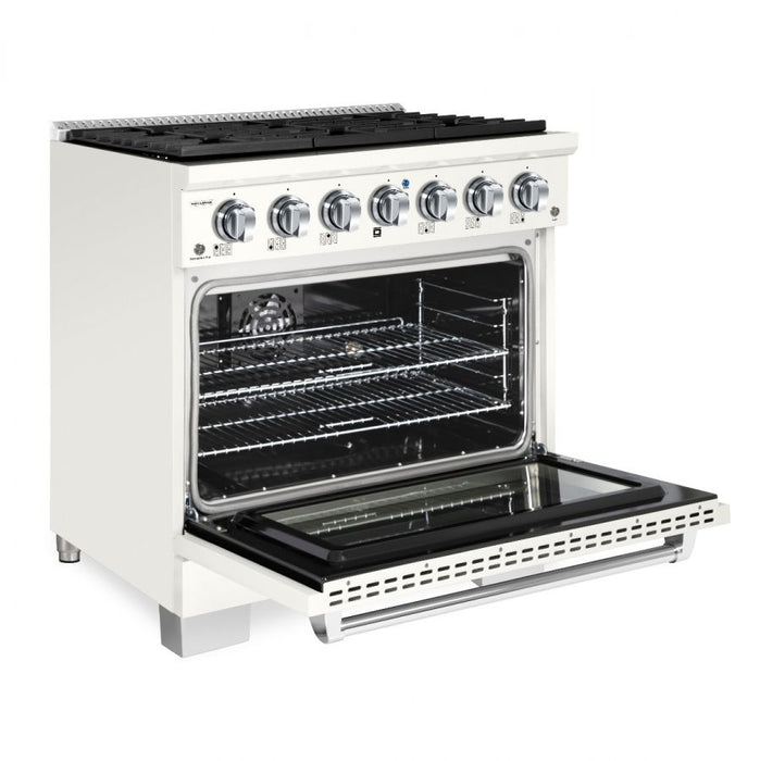 HALLMAN Bold Series 36" Dual Fuel Freestanding Range with Chrome Trim - HBRDF36CM