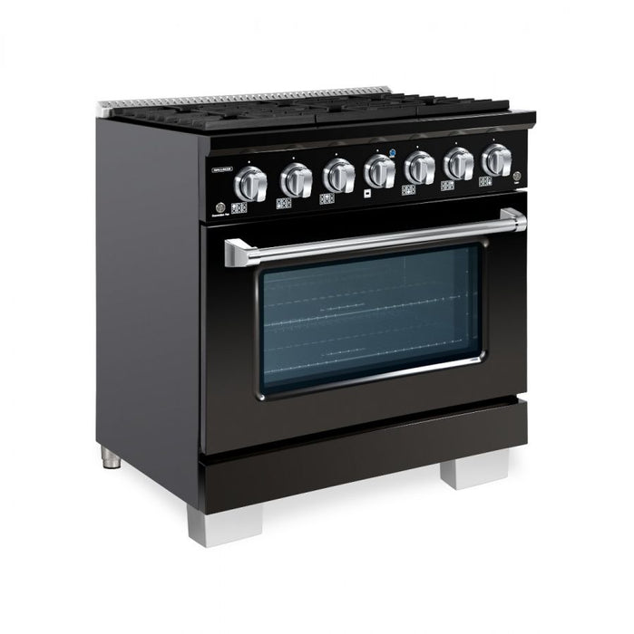 HALLMAN Bold Series 36" Dual Fuel Freestanding Range with Chrome Trim - HBRDF36CM