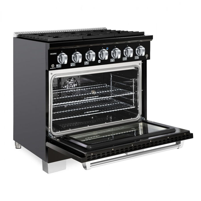 HALLMAN Bold Series 36" Dual Fuel Freestanding Range with Chrome Trim - HBRDF36CM