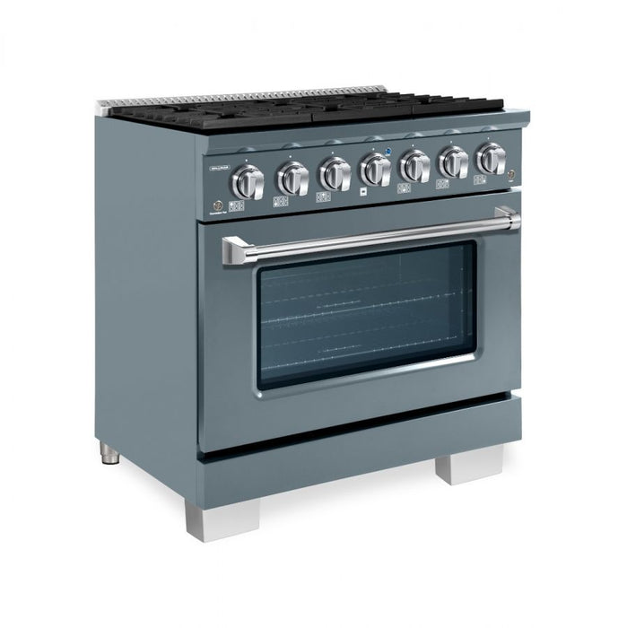 HALLMAN Bold Series 36" Dual Fuel Freestanding Range with Chrome Trim - HBRDF36CM