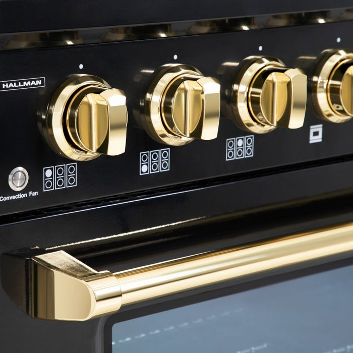 HALLMAN Bold Series 36" Gas Freestanding Range with Brass Trim - HBRG36BS