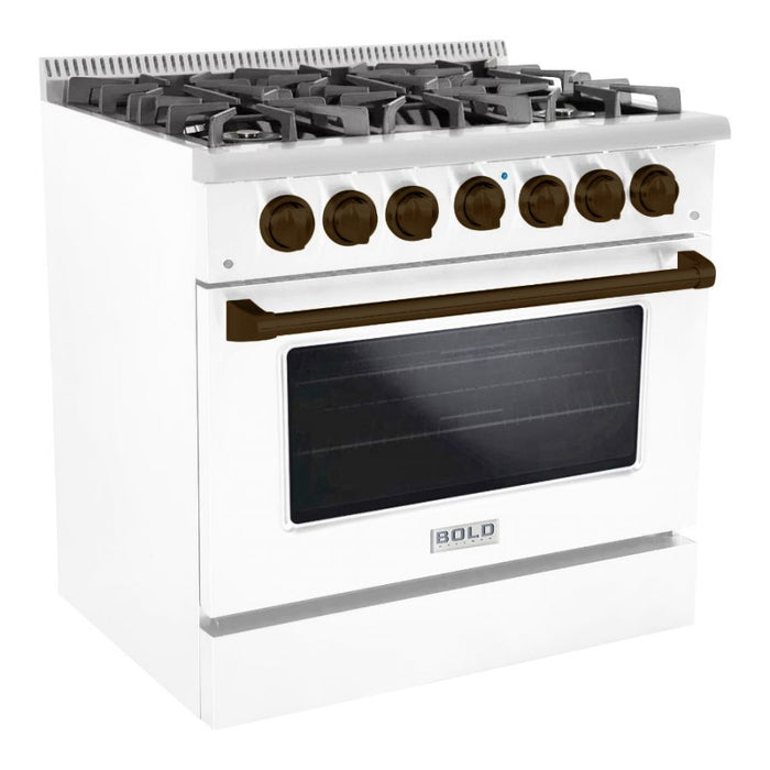 HALLMAN Bold Series 36" Gas Freestanding Range with Bronze Trim - HBRG36BZ