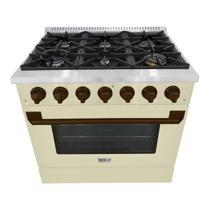 HALLMAN Bold Series 36" Gas Freestanding Range with Bronze Trim - HBRG36BZ