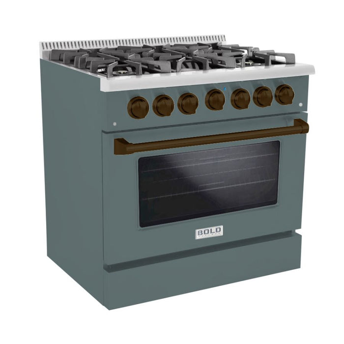 HALLMAN Bold Series 36" Gas Freestanding Range with Bronze Trim - HBRG36BZ