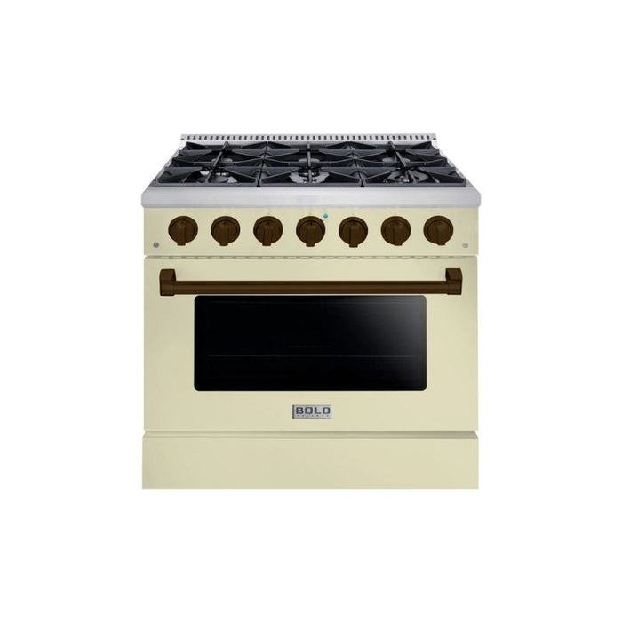 HALLMAN Bold Series 36" Gas Freestanding Range with Bronze Trim - HBRG36BZ