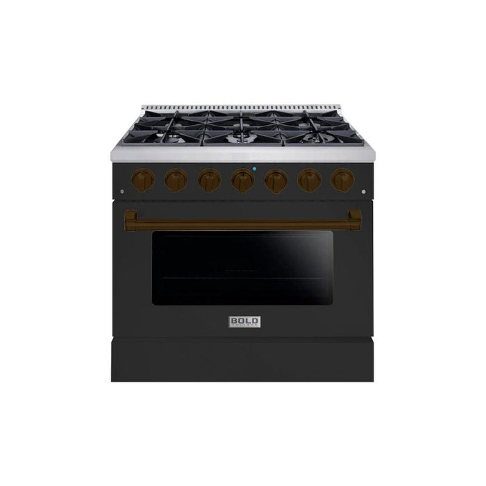 HALLMAN Bold Series 36" Gas Freestanding Range with Bronze Trim - HBRG36BZ