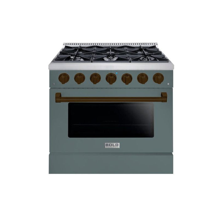 HALLMAN Bold Series 36" Gas Freestanding Range with Bronze Trim - HBRG36BZ