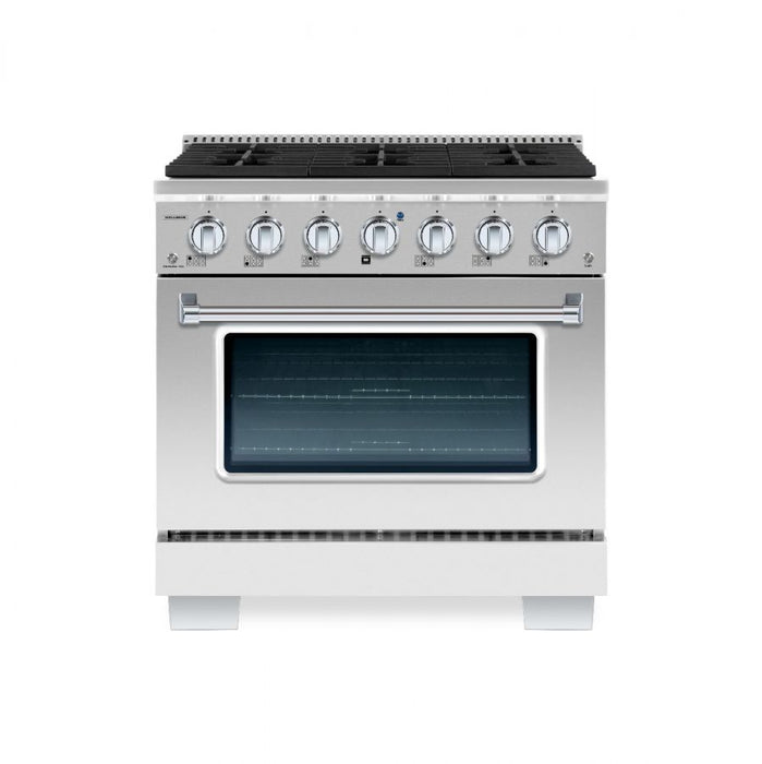 HALLMAN Bold Series 36" Gas Freestanding Range with Chrome Trim - HBRG36CM