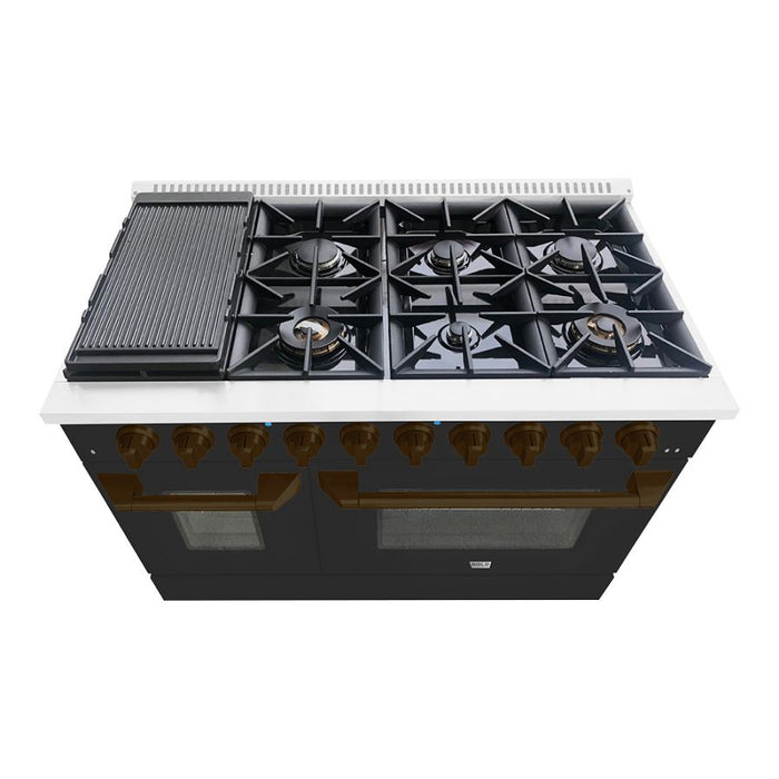 HALLMAN Bold Series 48" Dual Fuel Freestanding Range with Bronze Trim - HBRDF48BZ