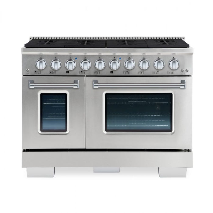 HALLMAN Bold Series 48" Dual Fuel Freestanding Range with Chrome Trim - HBRDF48CM