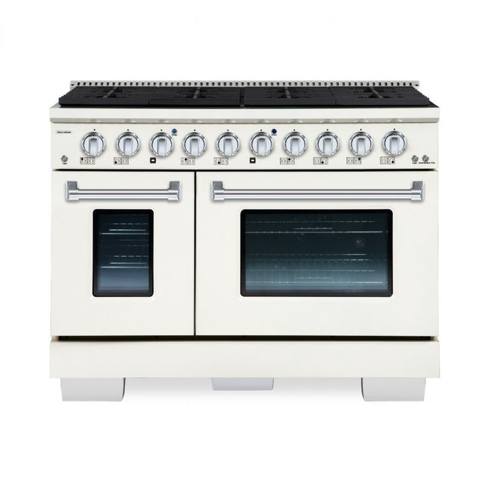 HALLMAN Bold Series 48" Dual Fuel Freestanding Range with Chrome Trim - HBRDF48CM