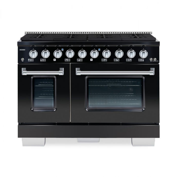 HALLMAN Bold Series 48" Dual Fuel Freestanding Range with Chrome Trim - HBRDF48CM