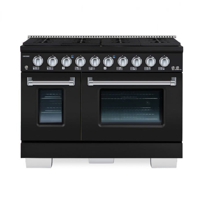 HALLMAN Bold Series 48" Dual Fuel Freestanding Range with Chrome Trim - HBRDF48CM