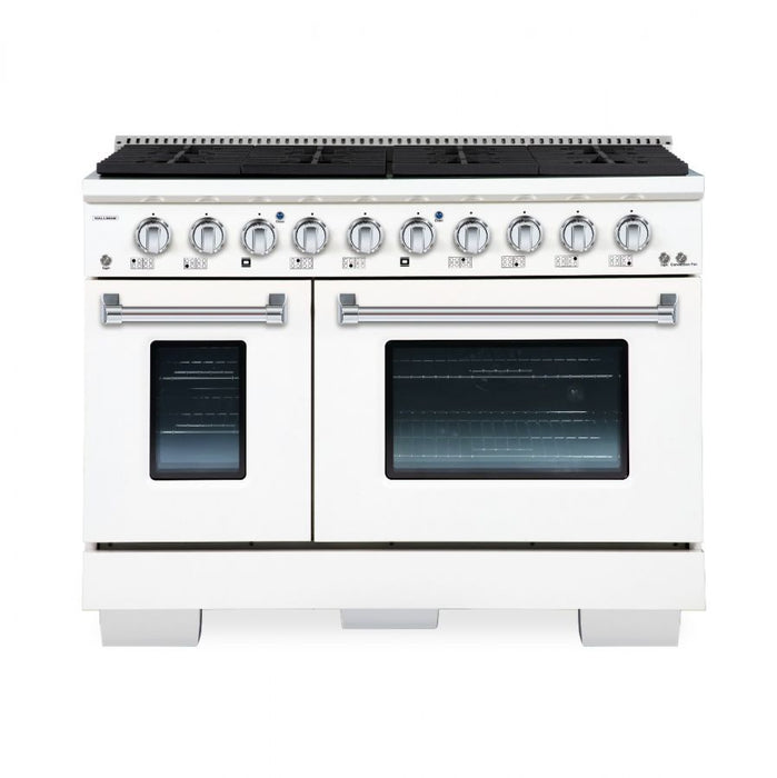 HALLMAN Bold Series 48" Dual Fuel Freestanding Range with Chrome Trim - HBRDF48CM