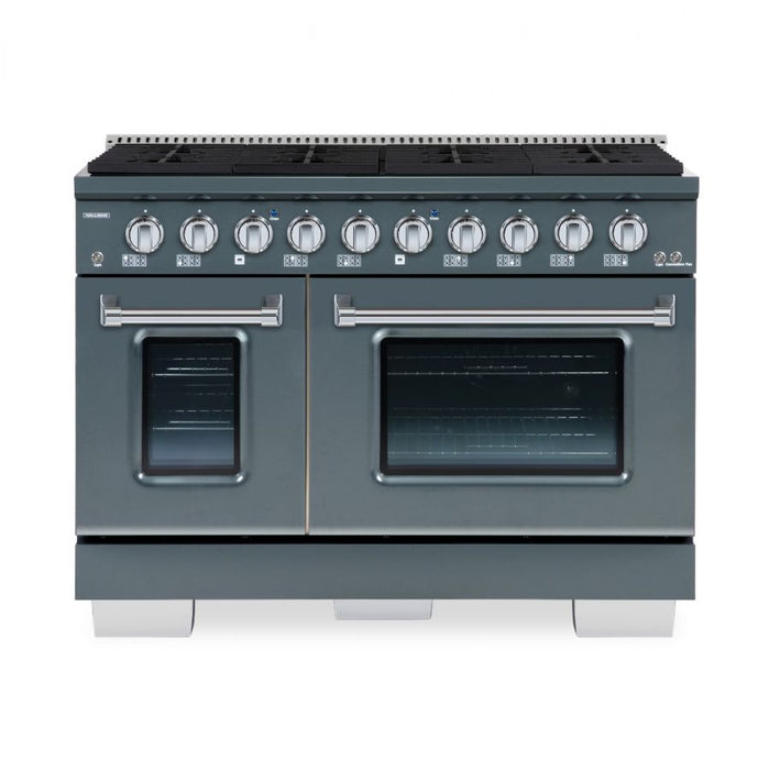 HALLMAN Bold Series 48" Dual Fuel Freestanding Range with Chrome Trim - HBRDF48CM