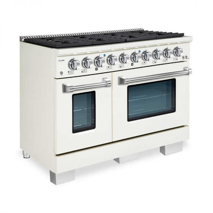 HALLMAN Bold Series 48" Dual Fuel Freestanding Range with Chrome Trim - HBRDF48CM