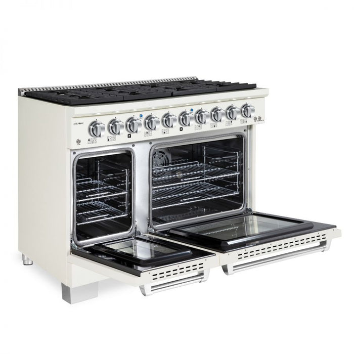 HALLMAN Bold Series 48" Dual Fuel Freestanding Range with Chrome Trim - HBRDF48CM