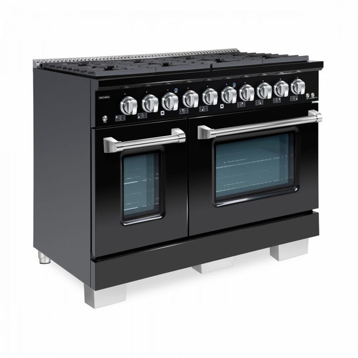 HALLMAN Bold Series 48" Dual Fuel Freestanding Range with Chrome Trim - HBRDF48CM