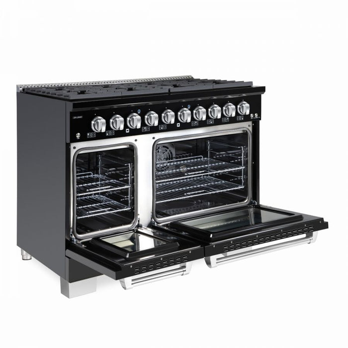 HALLMAN Bold Series 48" Dual Fuel Freestanding Range with Chrome Trim - HBRDF48CM