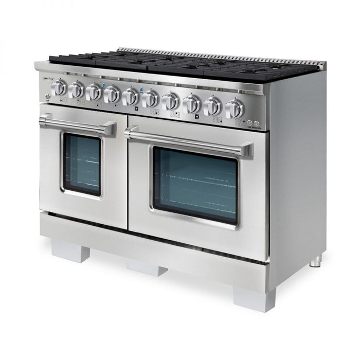 HALLMAN Bold Series 48" Dual Fuel Freestanding Range with Chrome Trim - HBRDF48CM