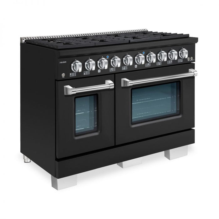 HALLMAN Bold Series 48" Dual Fuel Freestanding Range with Chrome Trim - HBRDF48CM