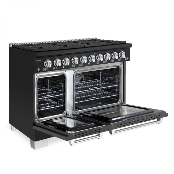 HALLMAN Bold Series 48" Dual Fuel Freestanding Range with Chrome Trim - HBRDF48CM