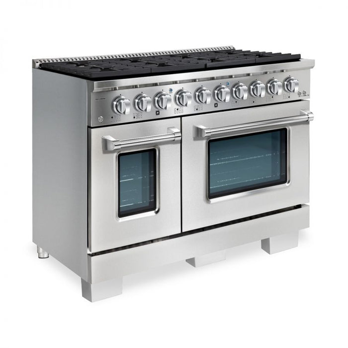 HALLMAN Bold Series 48" Dual Fuel Freestanding Range with Chrome Trim - HBRDF48CM