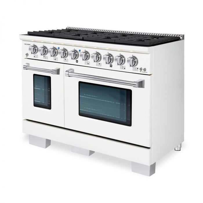 HALLMAN Bold Series 48" Dual Fuel Freestanding Range with Chrome Trim - HBRDF48CM