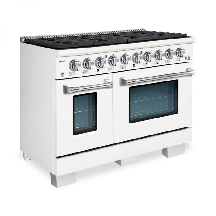 HALLMAN Bold Series 48" Dual Fuel Freestanding Range with Chrome Trim - HBRDF48CM