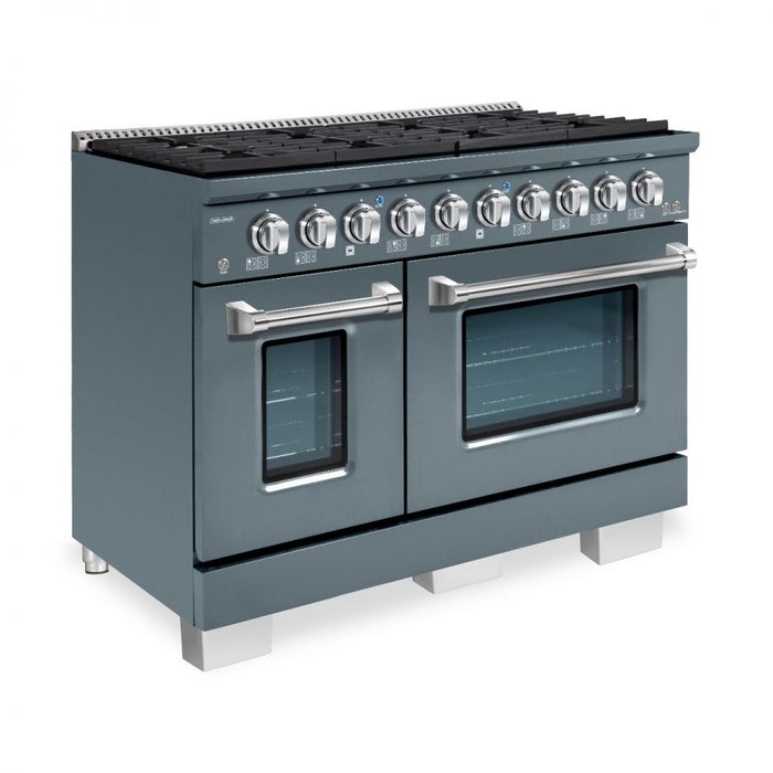 HALLMAN Bold Series 48" Dual Fuel Freestanding Range with Chrome Trim - HBRDF48CM