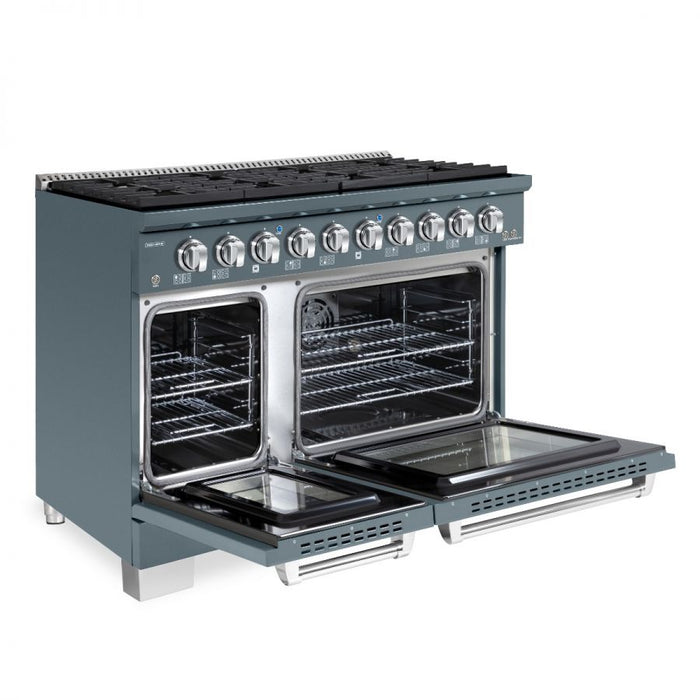 HALLMAN Bold Series 48" Dual Fuel Freestanding Range with Chrome Trim - HBRDF48CM