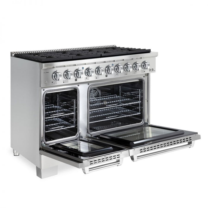 HALLMAN Bold Series 48" Dual Fuel Freestanding Range with Chrome Trim - HBRDF48CM