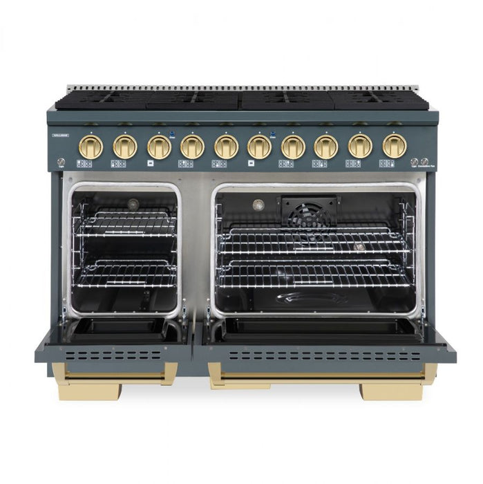 HALLMAN Bold Series 48" Gas Freestanding Range with Brass Trim - HBRG48BS