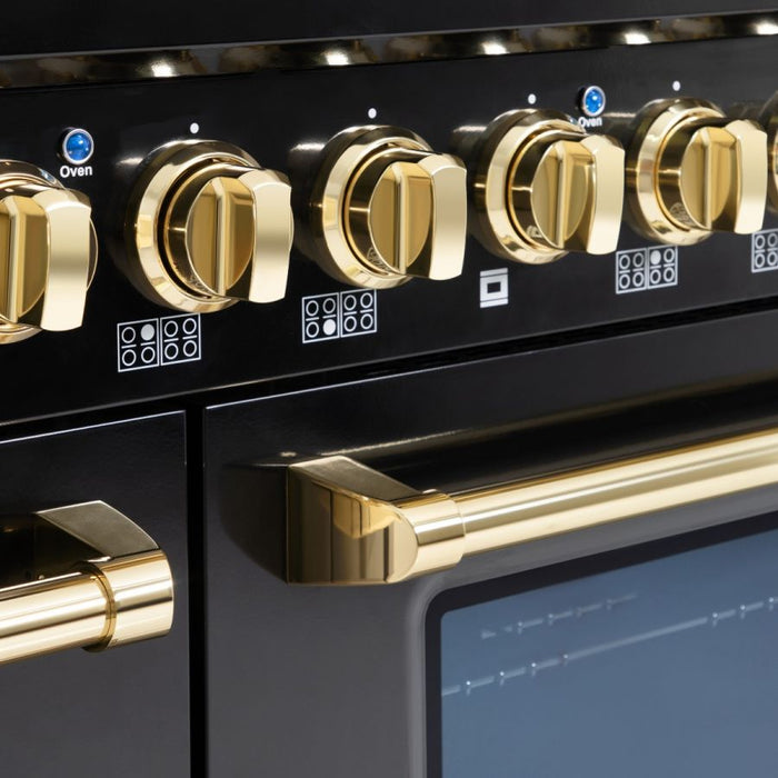 HALLMAN Bold Series 48" Gas Freestanding Range with Brass Trim - HBRG48BS